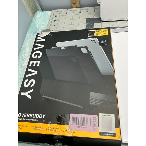 MAGEASY CoverBuddy iPad Pro 13 M4 2024 Case Magic Keyboard Compatible White - Picture 7 of 10